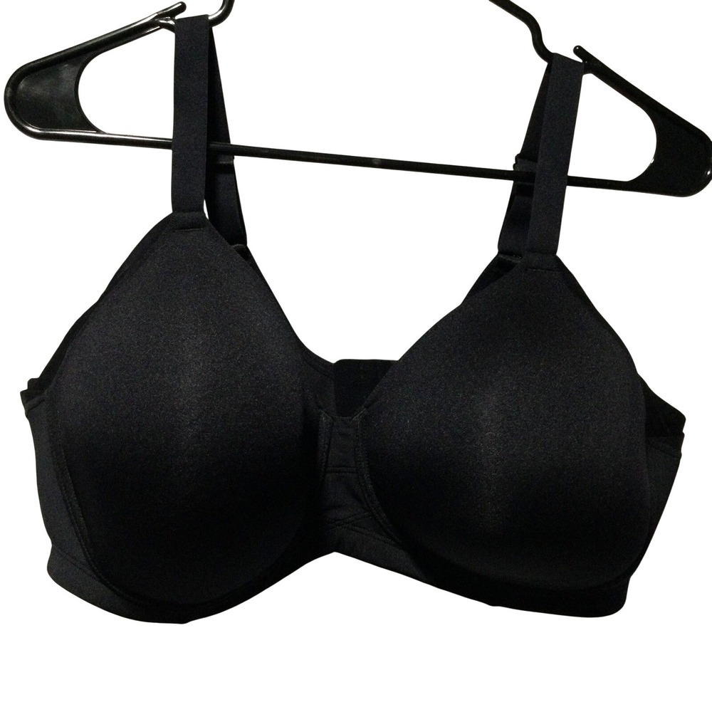 Vanity  Black Full Coverage FrontClose Comfort Bra Size 44B Support EverydayWear